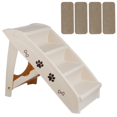 Faltbare Haustier Hundetreppe mit rutschfestem Pad für Innen Außen Beige/Dunkelgrau - Bild 10 von 21