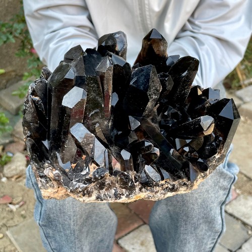 6.65LB Natural Black Smoky Quartz Crystal Cluster Raw Mineral Specimen - 第 6/14 張圖片