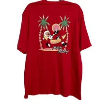 Crown & Ivy Christmas T-Shirt Men's XL Santa Claus Beach Hammock Palm Tree NWT