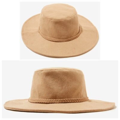 ASN Oatmeal/Tan Floppy Hat w/ Double Braided Detail FabFitFun x ASN – The Harper Oatmeal Felt Floppy Boater Hat  main image 2