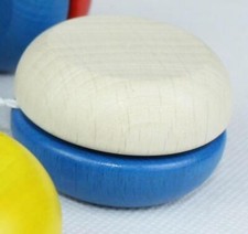 Wooden Toy Yo-Yo Blue-White WxL 5x3cm NEW Wood Patience Game