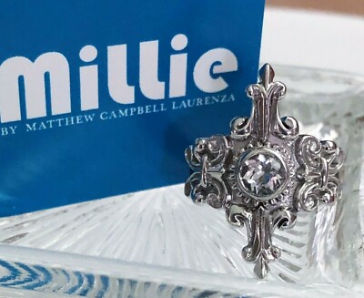 Millie White Topaz Solid Sterling Silver 2 Tone Regal Ring Size 6 - HSN