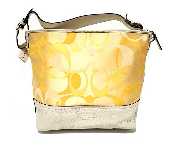 NWT COACH LG SUNSHINE YELLOW OPTIC SIGNATURE C SHOULDER TOTE BAG