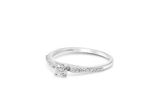 Verlobungsring Solitär Pave - 750er 18K Weißgold 0,21ct Diamanten