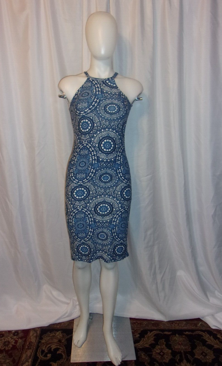 hot kiss bodycon dress Women's Blue & white SIZE M Bandeau Maxi Red Beach style_evening Polyester/Elastane Size:ONE SIZE FOR SML