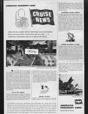 APL AMERICAN PRESIDENT LINES 1940 CRUISE NEWS NIKKE'S TEMPLE IN JAPAN AD