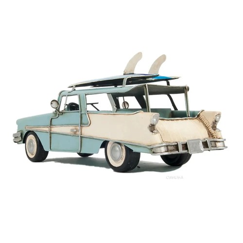 Ford Country Squire 1957 camioneta modelo de automóvil azul con matrícula - Imagen 4 de 10