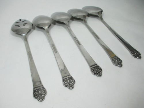 Serving Table Spoons 5 Piece National Stainless Japan Costa Mesa 8-1/4" - Picture 5 of 9