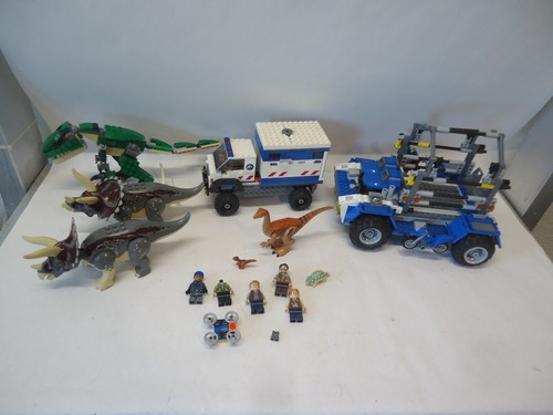 Lego Jurassic World Dinosaur vehicle Minifigure Lot Triceratops T-Rex Owen Grady
