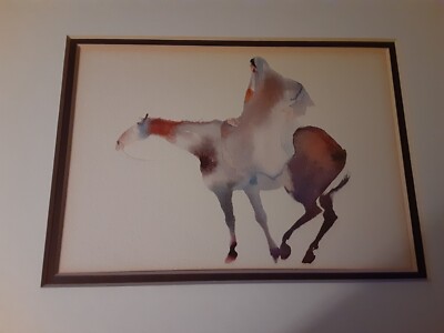 Carol Grigg  Woman who watches   Watercolor Lithograph Framed Matted 5x7''
