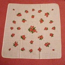 Damen Taschentuch vintage 60-er Jahre mit Rosenmuster