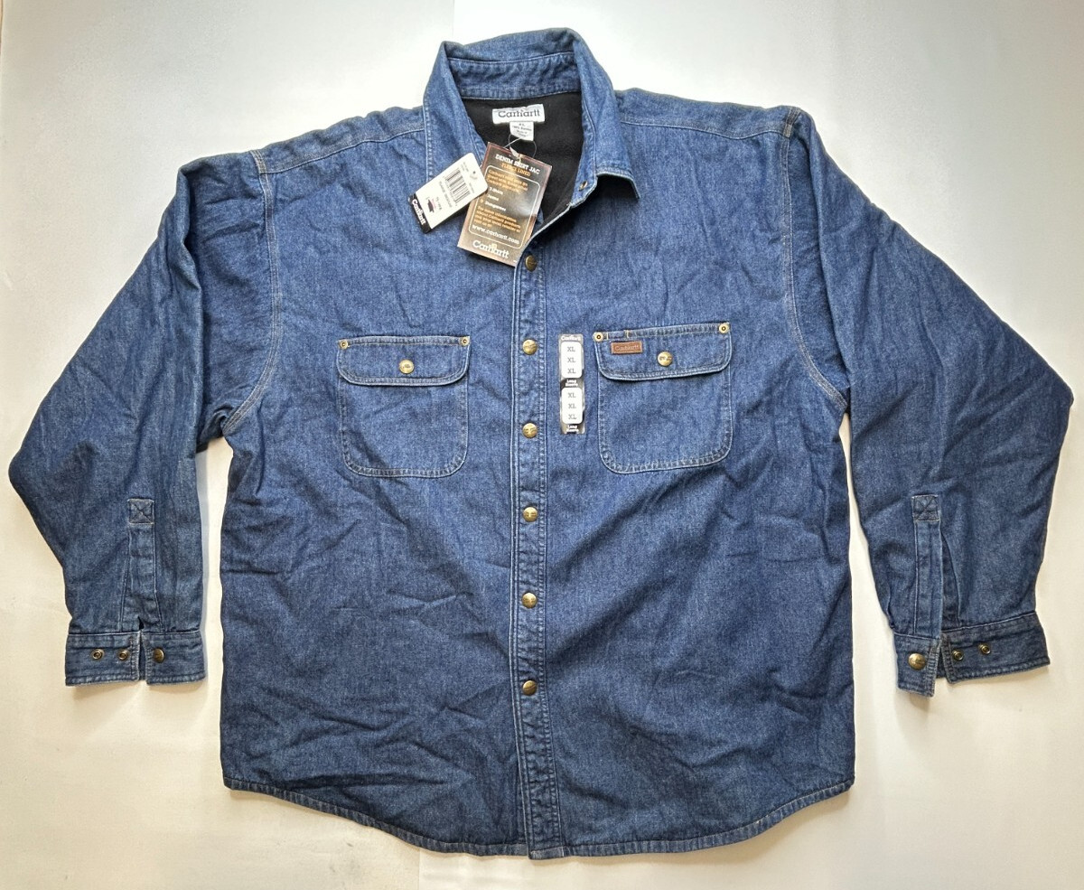 NWT Carhartt Denim Shirt JAC Fleece Lined Size X Large Regular 100% Cotton NWT