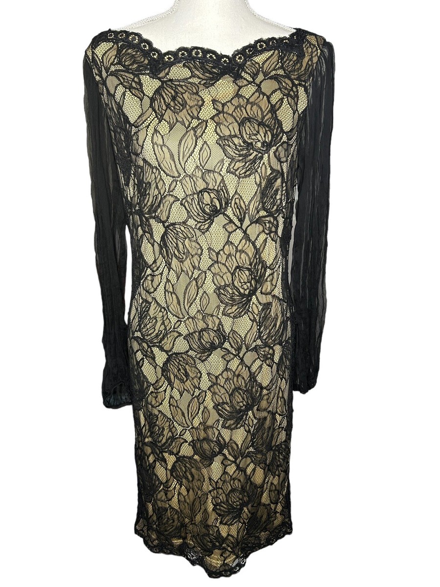 strapless navy lace dress Long Sheer Lace Corset Prom Dress: La Femme 33419 Black / 00 main image 1