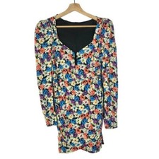 Zara Colorful Floral Long Sleeve Mini Dress S