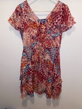 Sundance 100% Silk Floral Midi Dress Boho Women’s Size P10 Floral Geometric Red