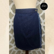 Dreams Vintage 90's Vertical Raw Edge Wrap Jean Skirt Size 10