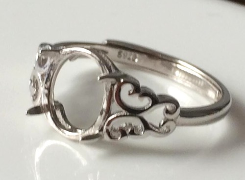 Solid Sterling Silver Adustable Ring Blanks - For 8x6mm 9x7mm 10x8mm Stones - Picture 7 of 8