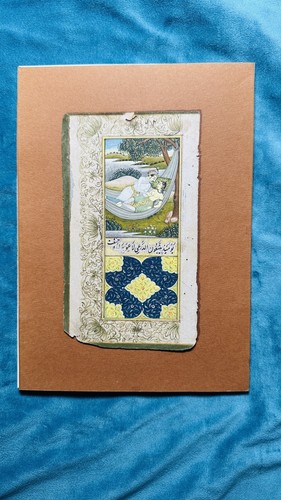 ORIGINALE ANTICO Mughal Love Art MINIATURA PERSIANA ISLAMICA MANOSCRITTO - Foto 8 di 10