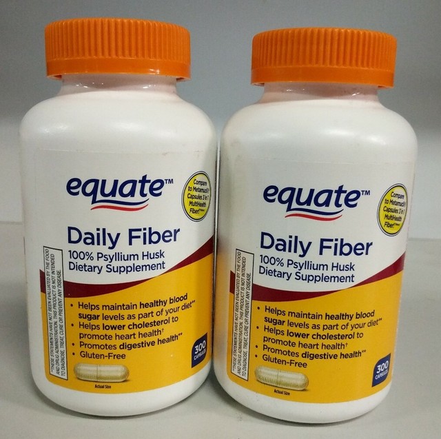 2Equate Daily Fiber Psyllium Husk. 300 Caps. Exp11/21. Free Shipping