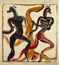 Gouache Painting Isaac Frenkel Frenel Tel Aviv Israel Judaica XX�