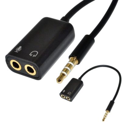 Audio Headset Mic Y Splitter Cable Adapter TRRS to TRS For