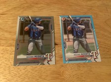 2021 Bowman Draft Maximo Acosta Sky Blue Paper #/499 And Base Card