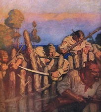 NC Wyeth Pirates Attack the Stockade 1911 17"x 22" Archival Art Print
