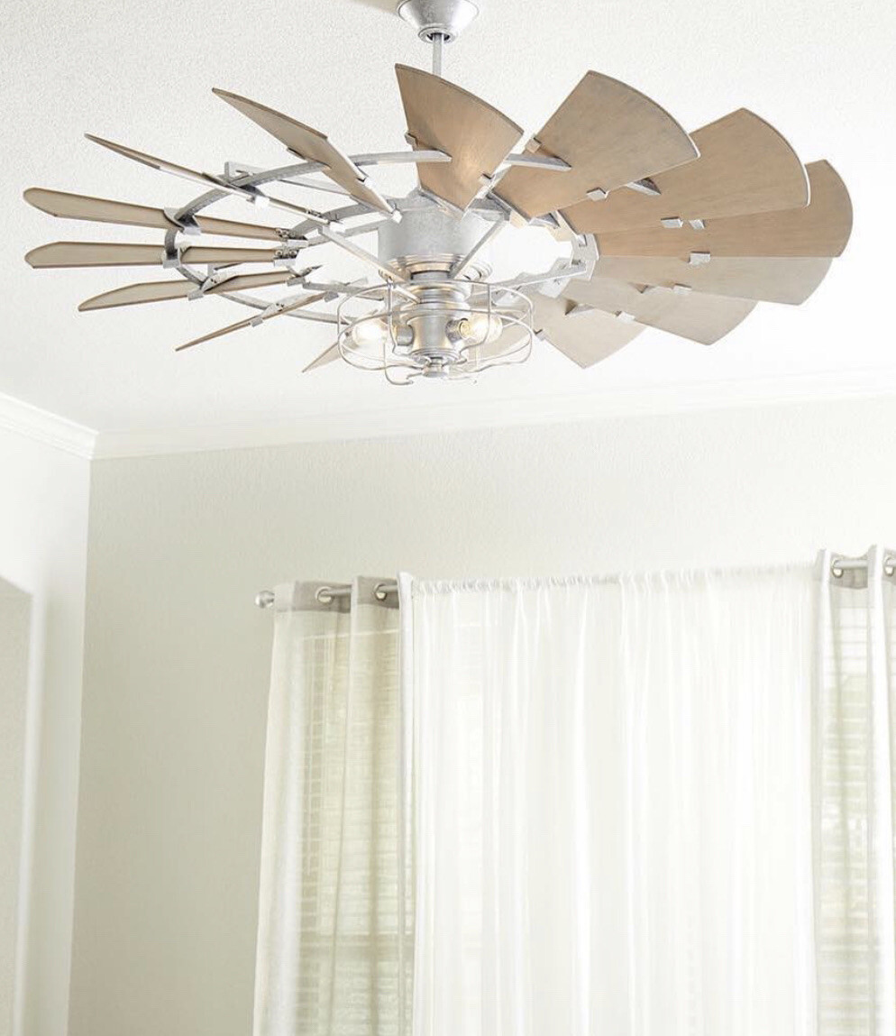 "Galvanized WINDMILL FAN" 72" Indoor, Cage Light Kit & 72” Down Rod eBay