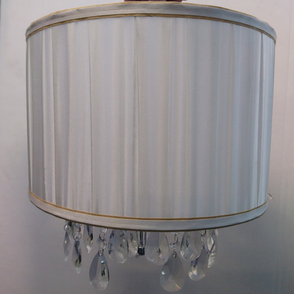 Litecraft Light Shade Easy Fit Crystal Effect Drum Lampshade - White Clearance