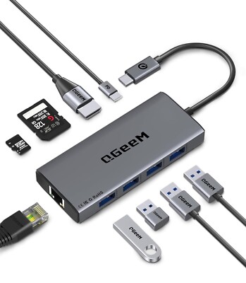 Laptop Docking Station with HDMI 4K, 9 in 1 USB C Hub, 1000Mbps LAN, 100W PD, US