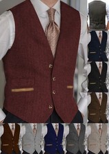 Retro Herren Anzug Tweed Weste Jagd Herringbone Wolle Westen Vintage Hochzeit