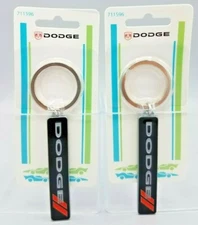 Dodge Key Chain Fob Ring Metal with Black Silver Red Colors Set of 2