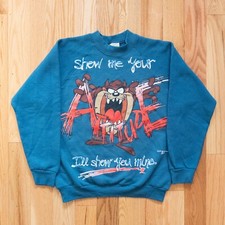 Looney Tunes 1995 Taz "Show Me Your Attitude " Freeze Sweatshirt Size Medium USA