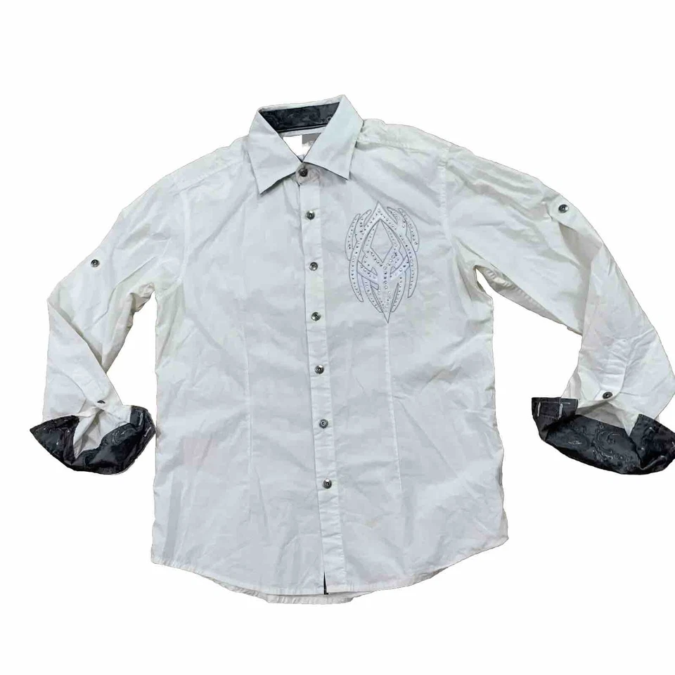 Camisa HOUSE OF LORDS Hombres M Grunge Y2k CyberGoth Punk Rock Cresta Diamante Blanca M Foto 2 de 4