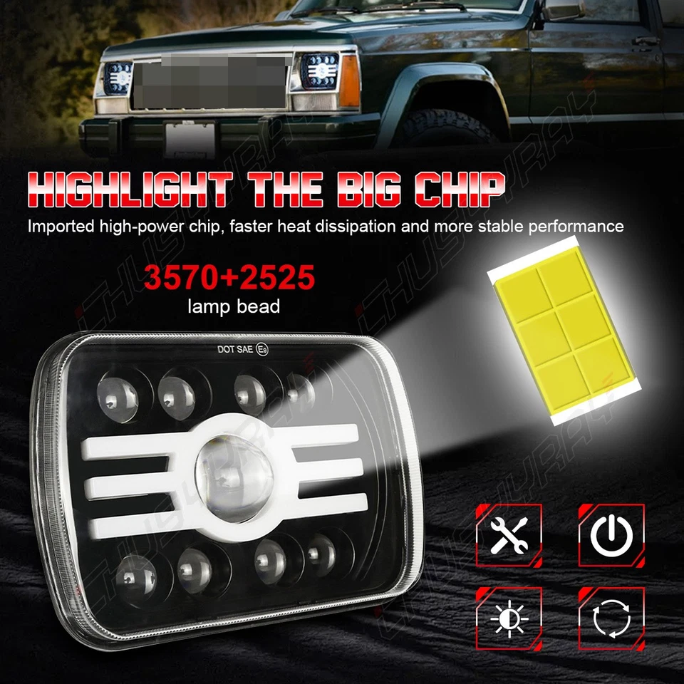 Faros LED de haz alto bajo 5x7" 7x6" para Nissan 200SX 1985-1988 / 300ZX 1984-1986 Foto 2 de 4