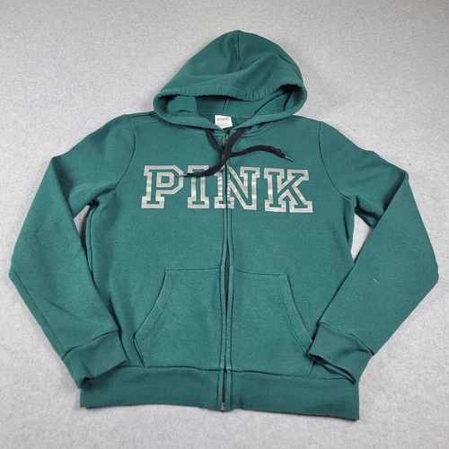 UNDERCOVER Felpa con cappuccio rosa Victorias Secret donna XS verde full zip logo argento