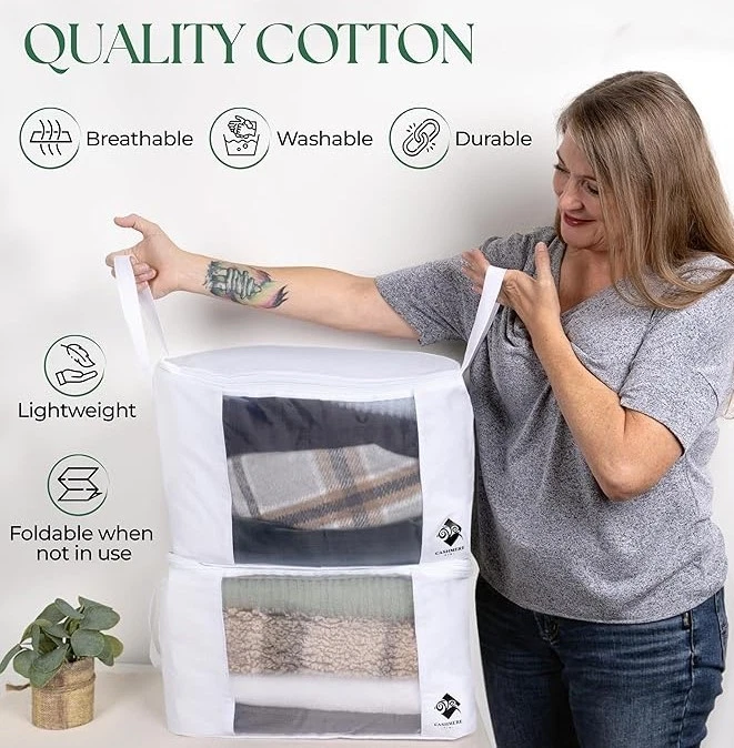 Кашемировая сумка для хранения свитеров киви | с защитой от кедровой моли | дышащая - Изображение 2 из 4