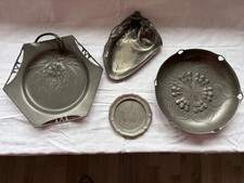 Jugendstil Zinn 4 Teller von Orivit
