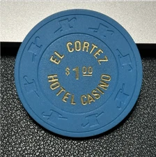 $1 EL CORTEZ CASINO CHIP POKER CHIP LAS VEGAS NEVADA (((SMALL PRINT))) RARE!