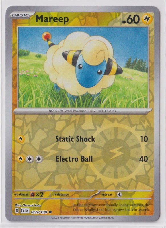 Pokemon Scarlet and Violet 066/198 Mareep Reverse Holo