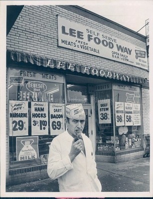 1968 Business Self Serve Lee Food Way Worker Meats Vegetable Windows Man Photo