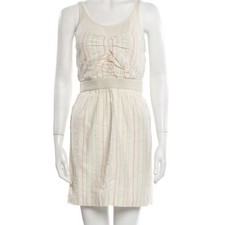 See By Chloe Striped Ruched Bodice Mini Dress | Cream | Size M