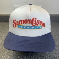 Vintage Trucker Hat Cap SnapBack Made In USA Station Casino Saint Charles White
