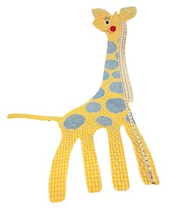 Vintage Handmade Quilted Yellow Giraffe Growth Chart Kids Room Fringe