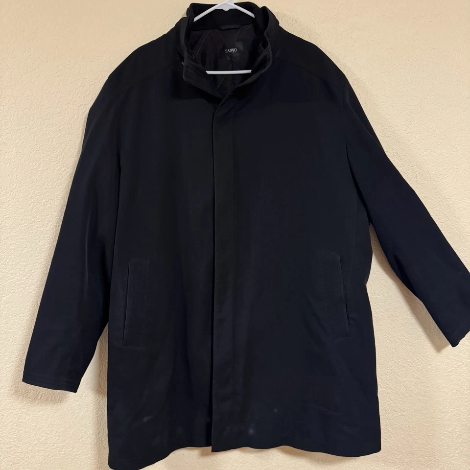 Sanyo Black Modern Classic Trench Coat w/Removable Liner Men's 2XL Breath Thermo - Image 3 of 4