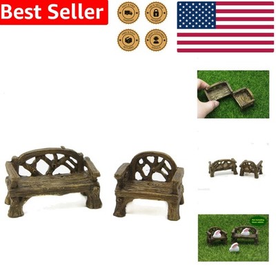 Fairy Garden Bench Chair Set Resin Miniature Village Decor Fish Tank AccentR...