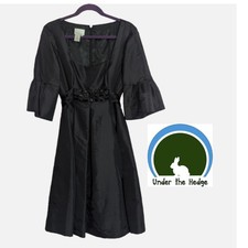 Vestido Midi De Colección Donna Morgan Negro Estrás Manga Campana Talla 10 T1 Gótico Glamour