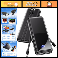 15000mAh Portable Power Bank - 22.5W Fast Charging, Built-in Cable, Travel Essen
