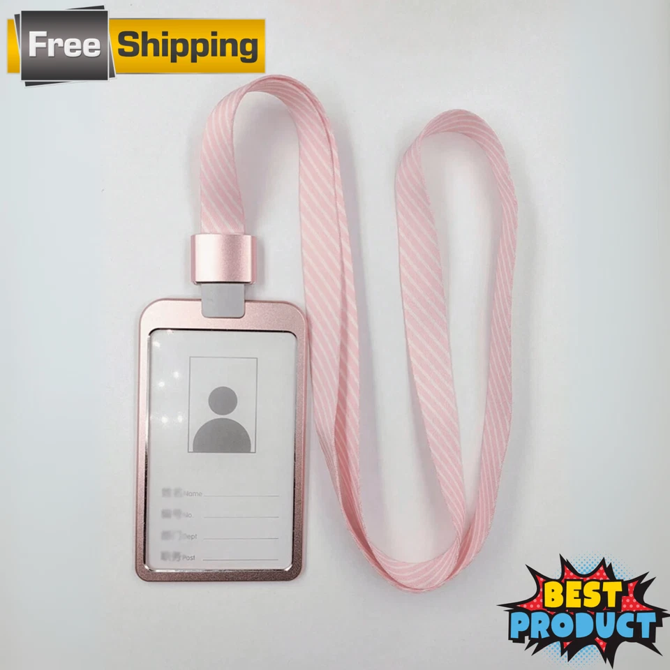 Soporte de placa de identificación de aluminio con gancho de metal desmontable cordón de cuello soporte vertical Foto 2 de 4