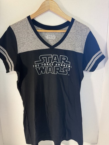 Vintage Disney Star Wars Color Block T-Shirt Gray/Black, Short Sleeve Striped
